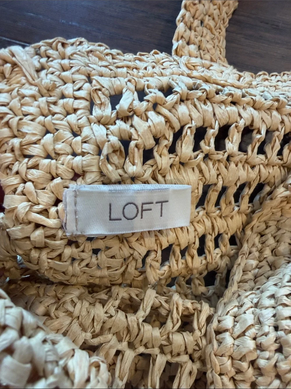 Loft Woven Crochet Beach Tote Bag in Natural